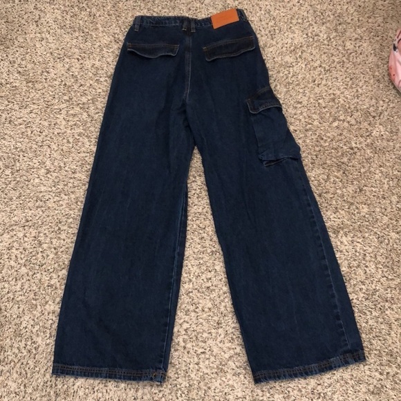 Princess Polly Wide Leg Cargo Jeans Size US 4 Dark Blue - Picture 4 of 11